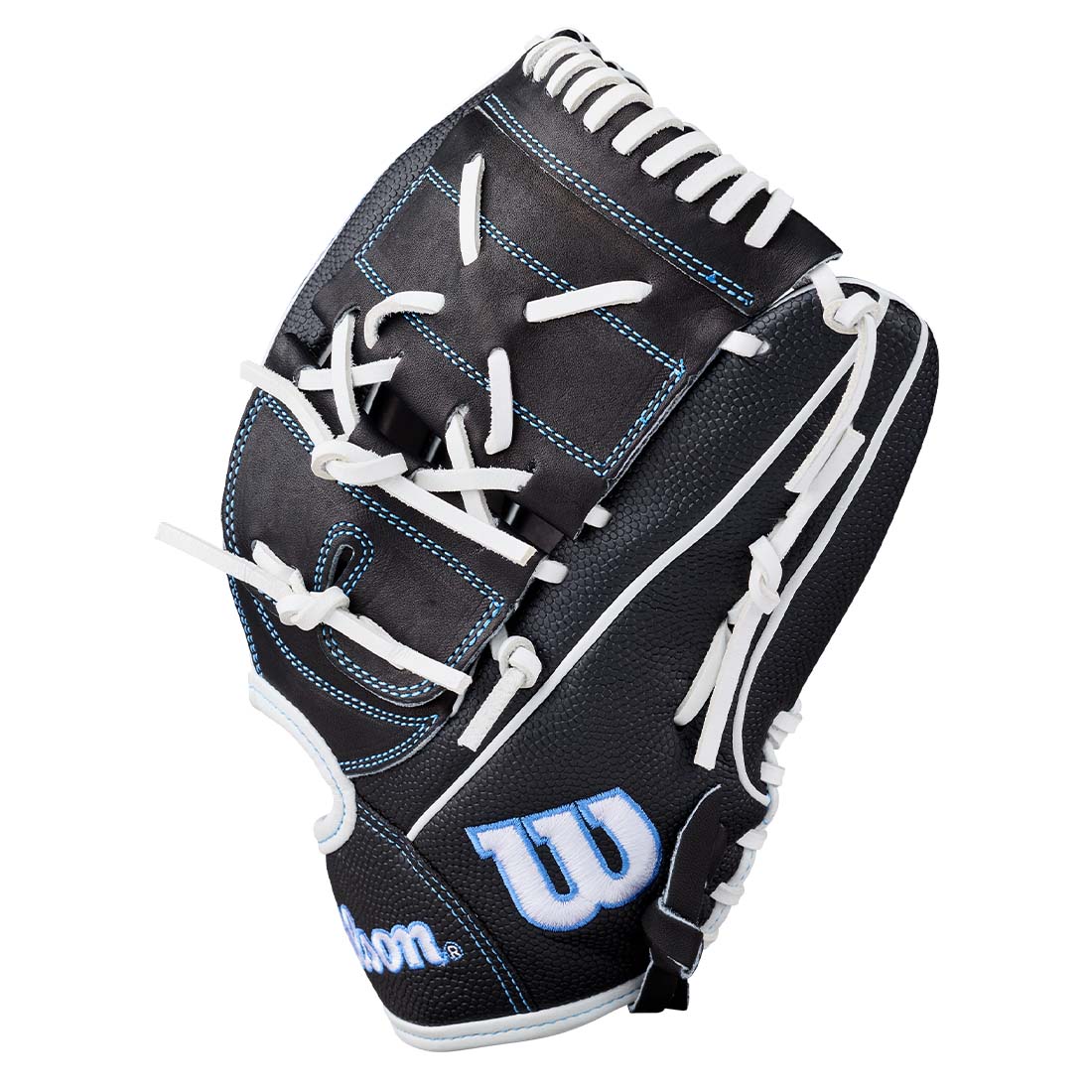 2027 Wilson A2000 FPB25SS Black SuperSkin pitcher’s glove side view