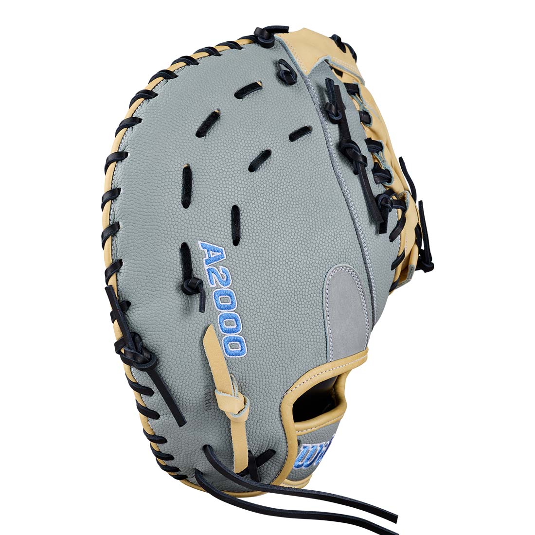 2027 Wilson A2000 FP1620SS Grey SuperSkin first base mitt side view