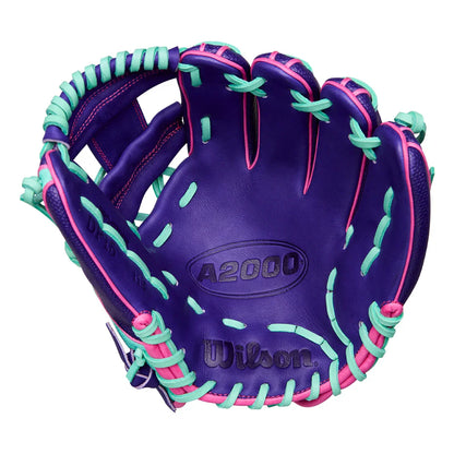Wilson A2000 DP15SS 11.5" Winter 2025 Infield Glove – Purple/Seafoam/Flamingo, H-Web, Pedroia Fit