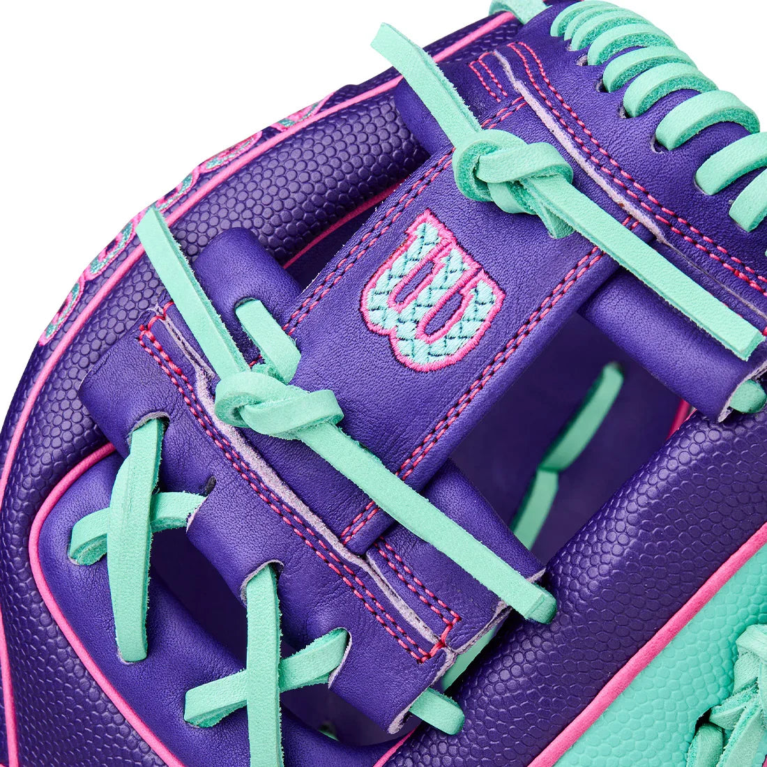 Wilson A2000 DP15SS 11.5" Winter 2025 Infield Glove – Purple/Seafoam/Flamingo, H-Web, Pedroia Fit
