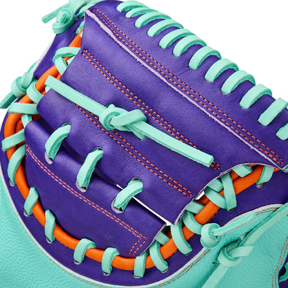 Wilson A2000 CM33SS 33" Winter 2025 Catcher’s Mitt – Seafoam/Purple/Orange, Half-Moon Web