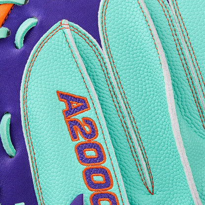 Wilson A2000 CM33SS 33" Winter 2025 Catcher’s Mitt – Seafoam/Purple/Orange, Half-Moon Web