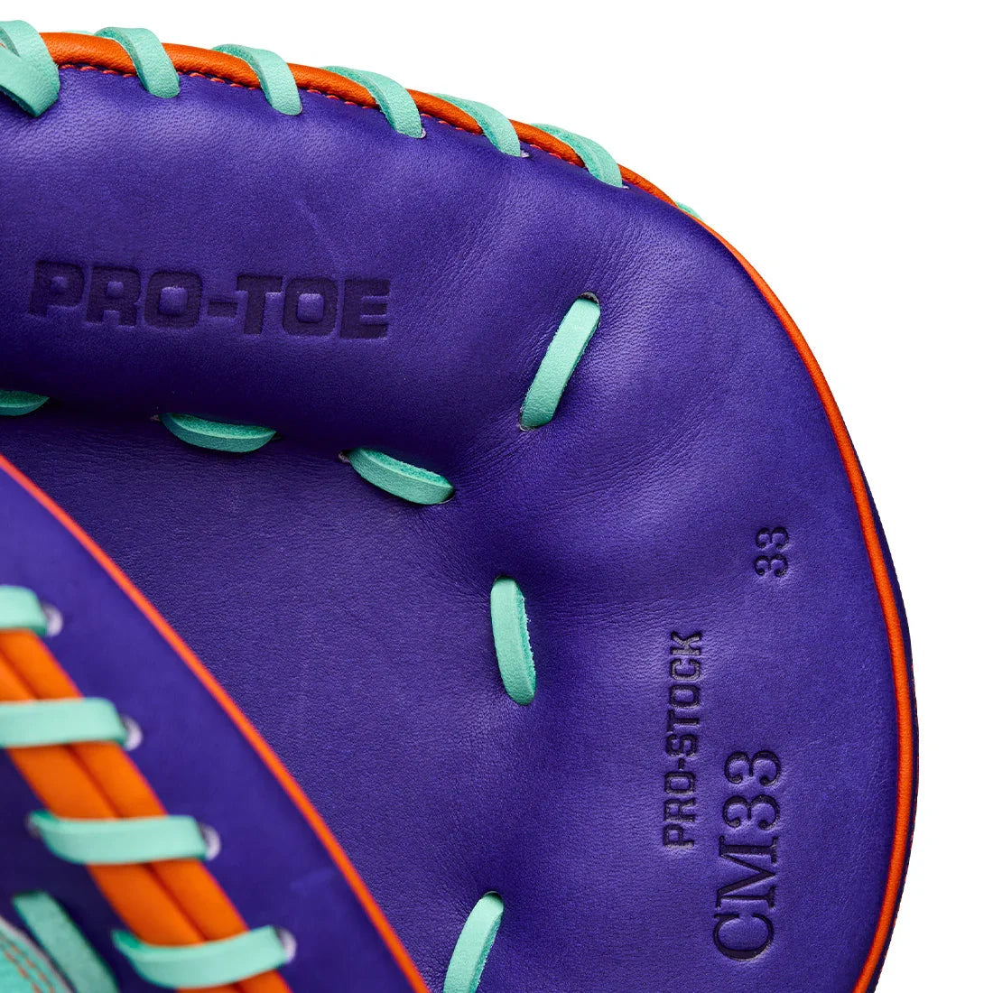 Wilson A2000 CM33SS 33" Winter 2025 Catcher’s Mitt – Seafoam/Purple/Orange, Half-Moon Web