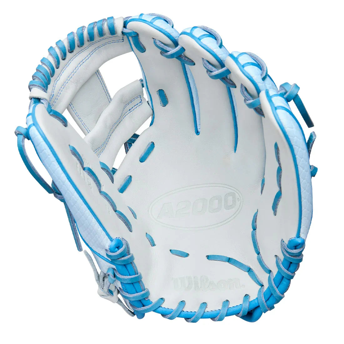 Wilson A2000 H12SS 12" Winter 2025 Fastpitch Infield Glove – Sky Blue/White, H-Web, SuperSnakeSkin™