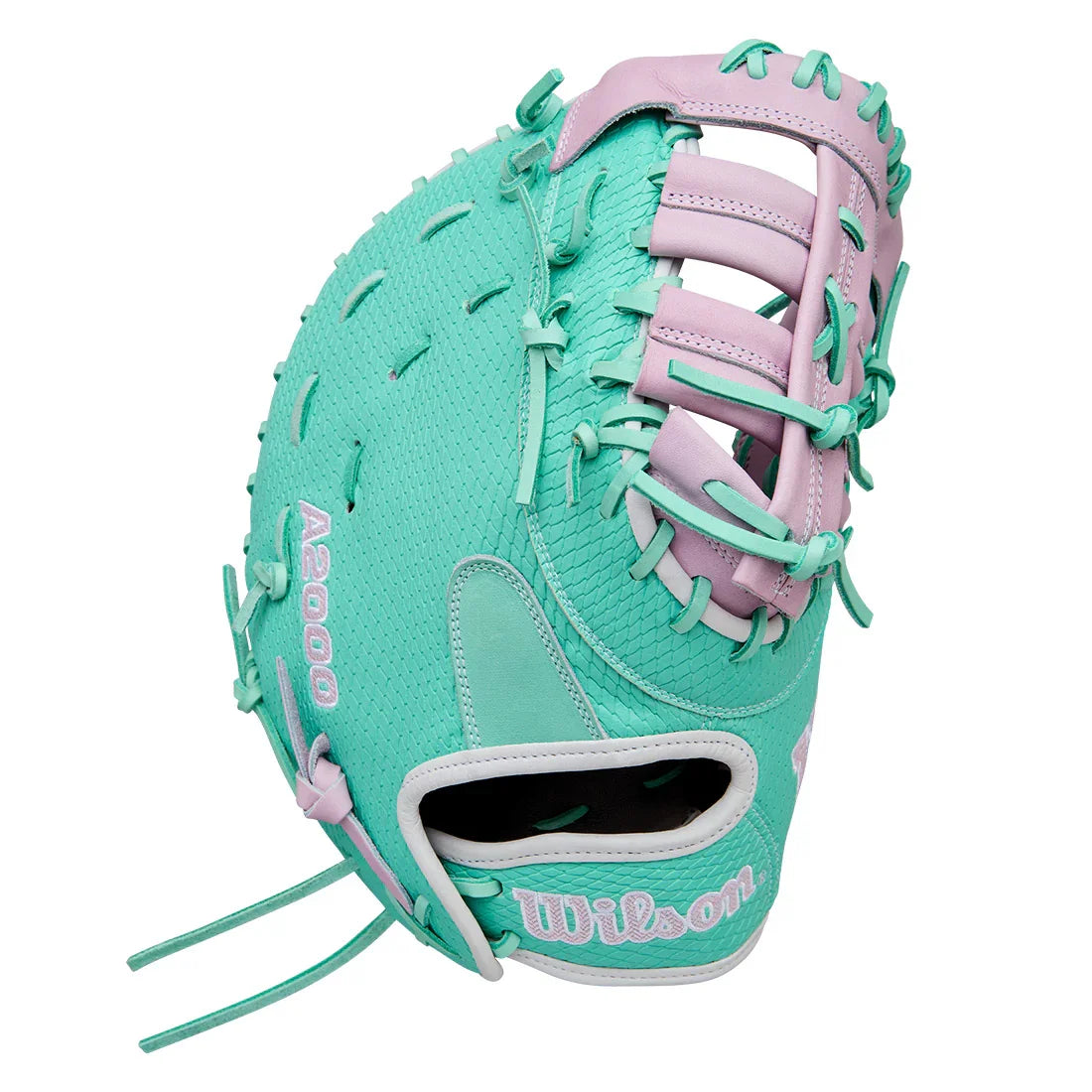Wilson A2000 1620FPSS 12.5" Winter 2025 Fastpitch First Base Mitt – Seafoam/Lavender/White, Single Post Web