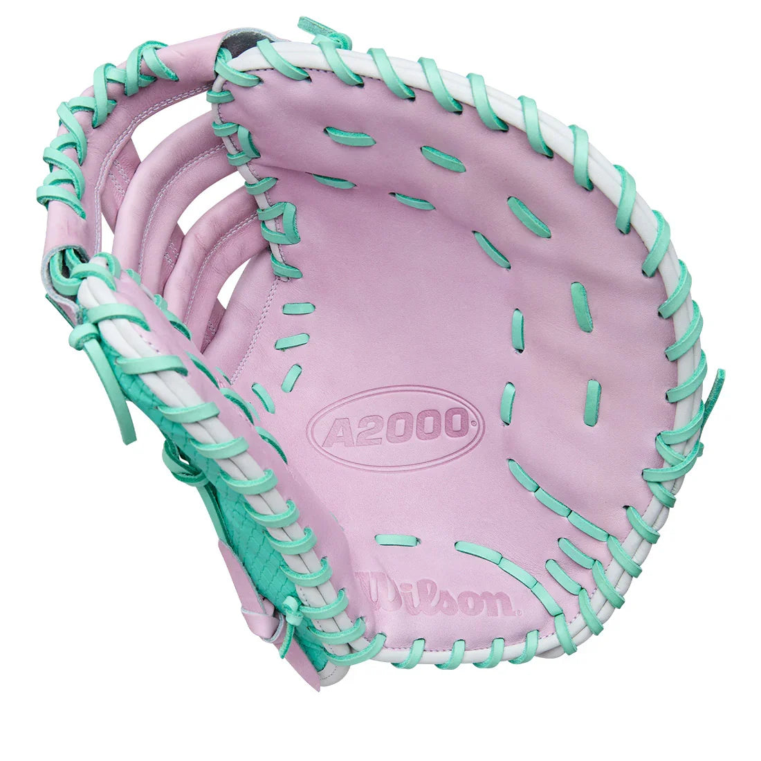 Wilson A2000 1620FPSS 12.5" Winter 2025 Fastpitch First Base Mitt – Seafoam/Lavender/White, Single Post Web