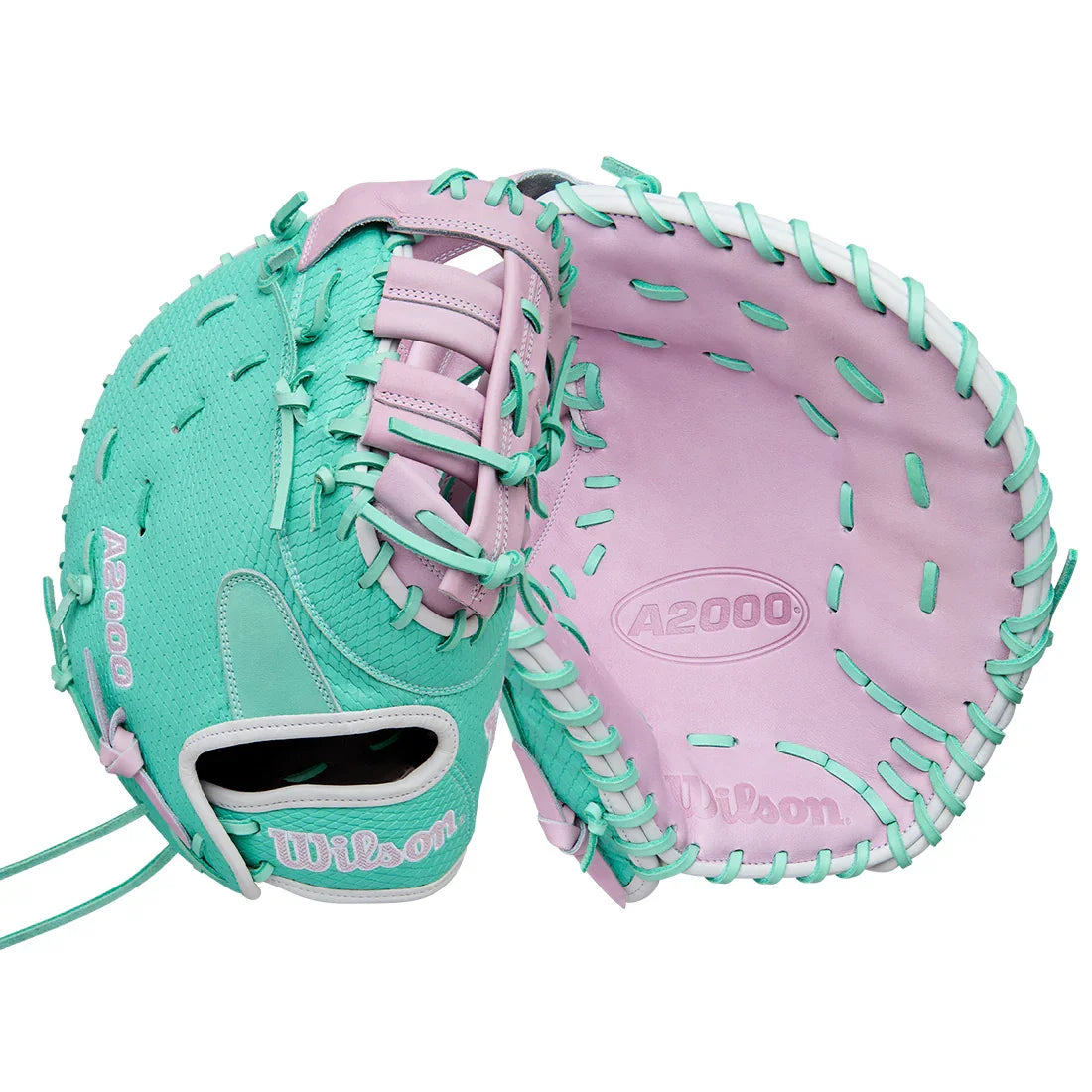 Wilson A2000 1620FPSS 12.5" Winter 2025 Fastpitch First Base Mitt – Seafoam/Lavender/White, Single Post Web