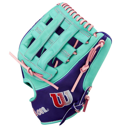 Wilson A2K DW5 12" Winter 2025 Infield Glove – Seafoam/Purple/Pink, Dual Post Web
