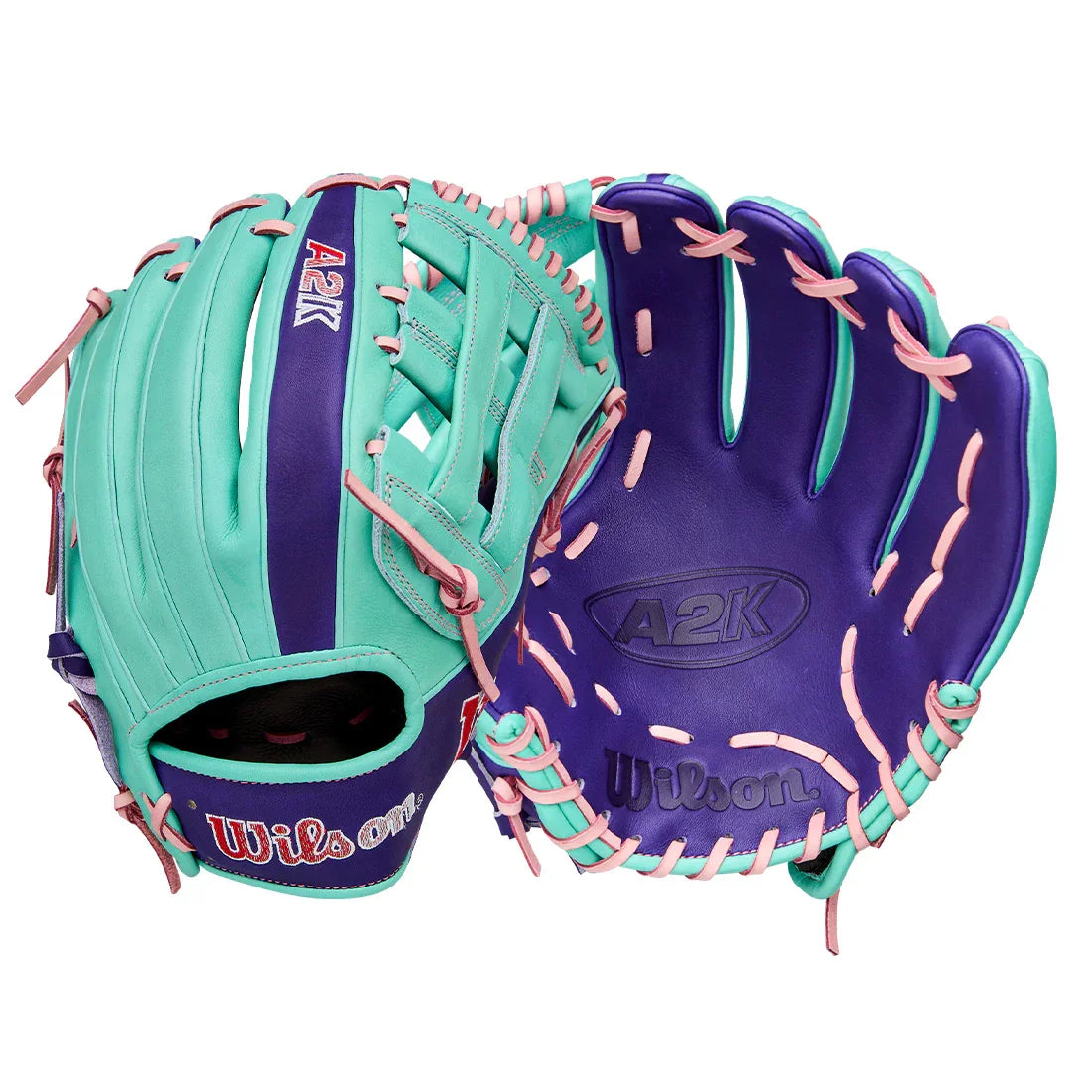 Wilson A2K DW5 12" Winter 2025 Infield Glove – Seafoam/Purple/Pink, Dual Post Web