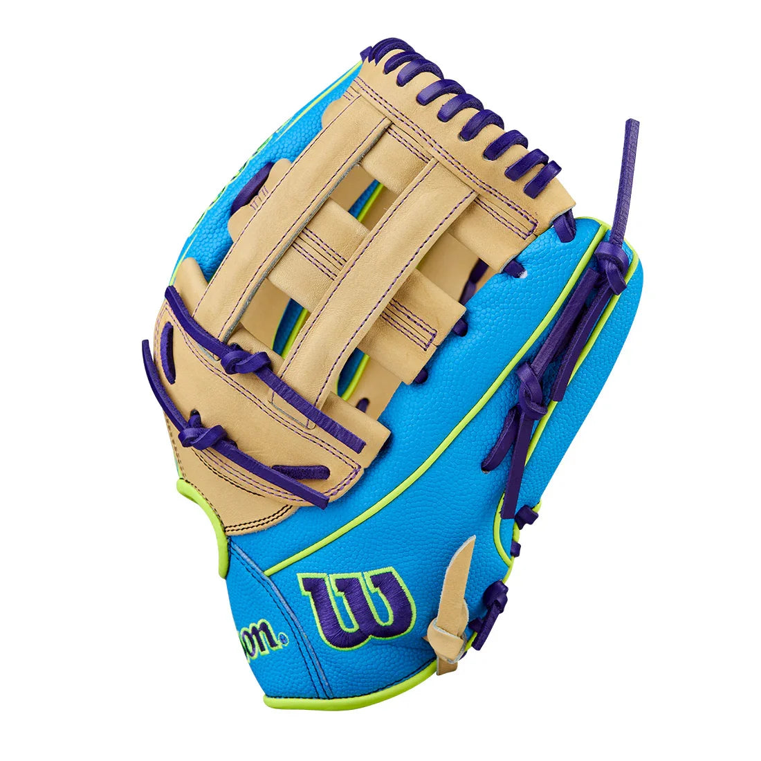 Wilson A2000 1750SS 12.5" Winter 2025 Outfield Glove – Sky Blue/Blonde/Optic Yellow, Dual Post Web