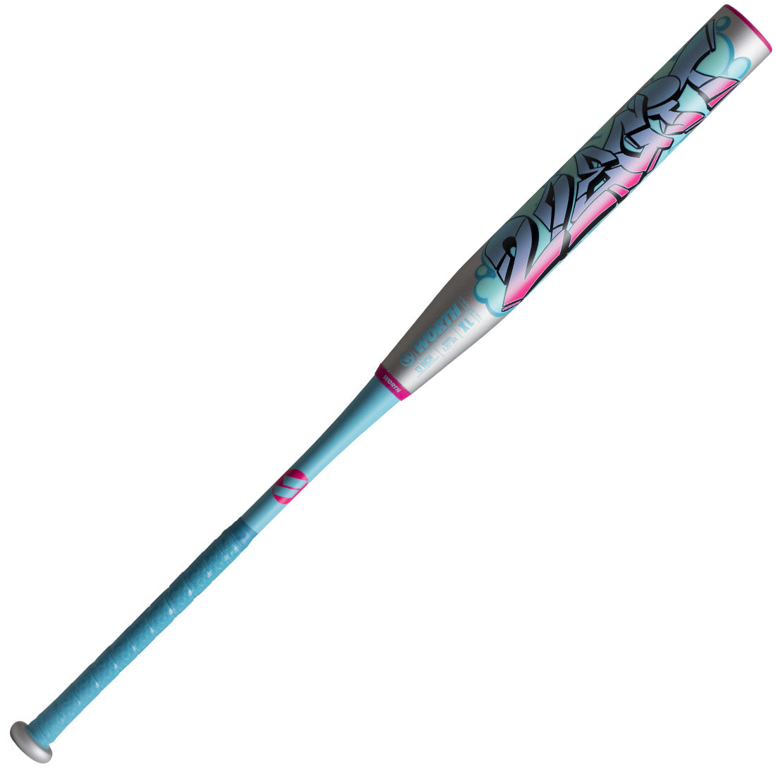 Worth 2 Legit XL two-piece USSSA slowpitch bat 13 inch barrel blue pink