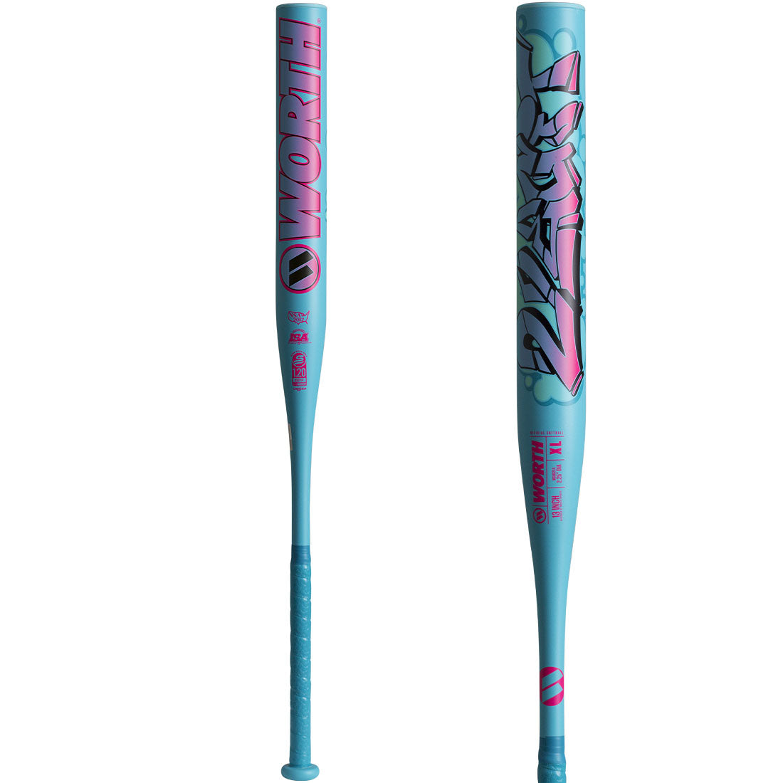 Worth 2 Legit XL USSSA slowpitch bat 13 inch barrel blue pink