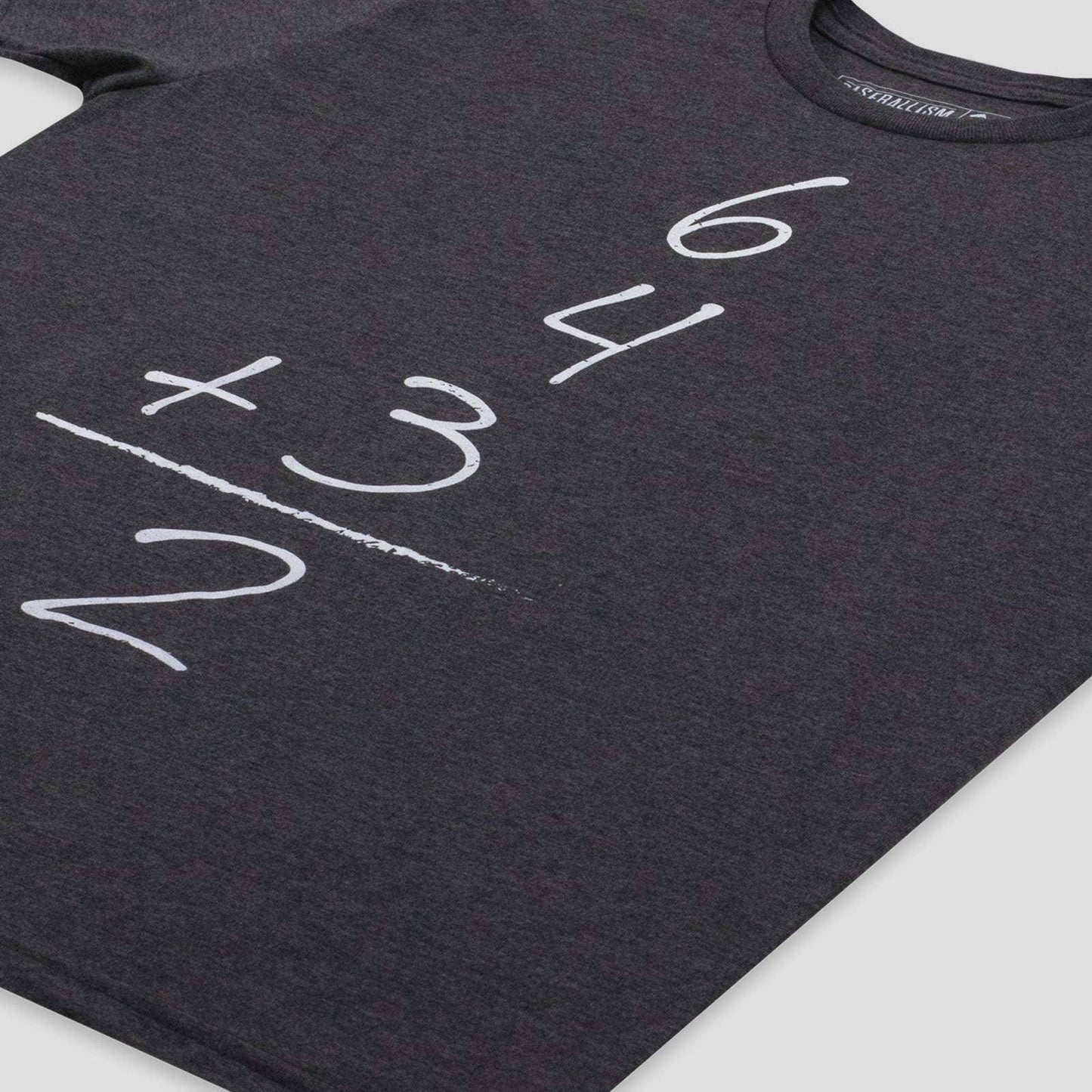 Baseballism Gray t-shirt with a mathematical equation design for a double play. 