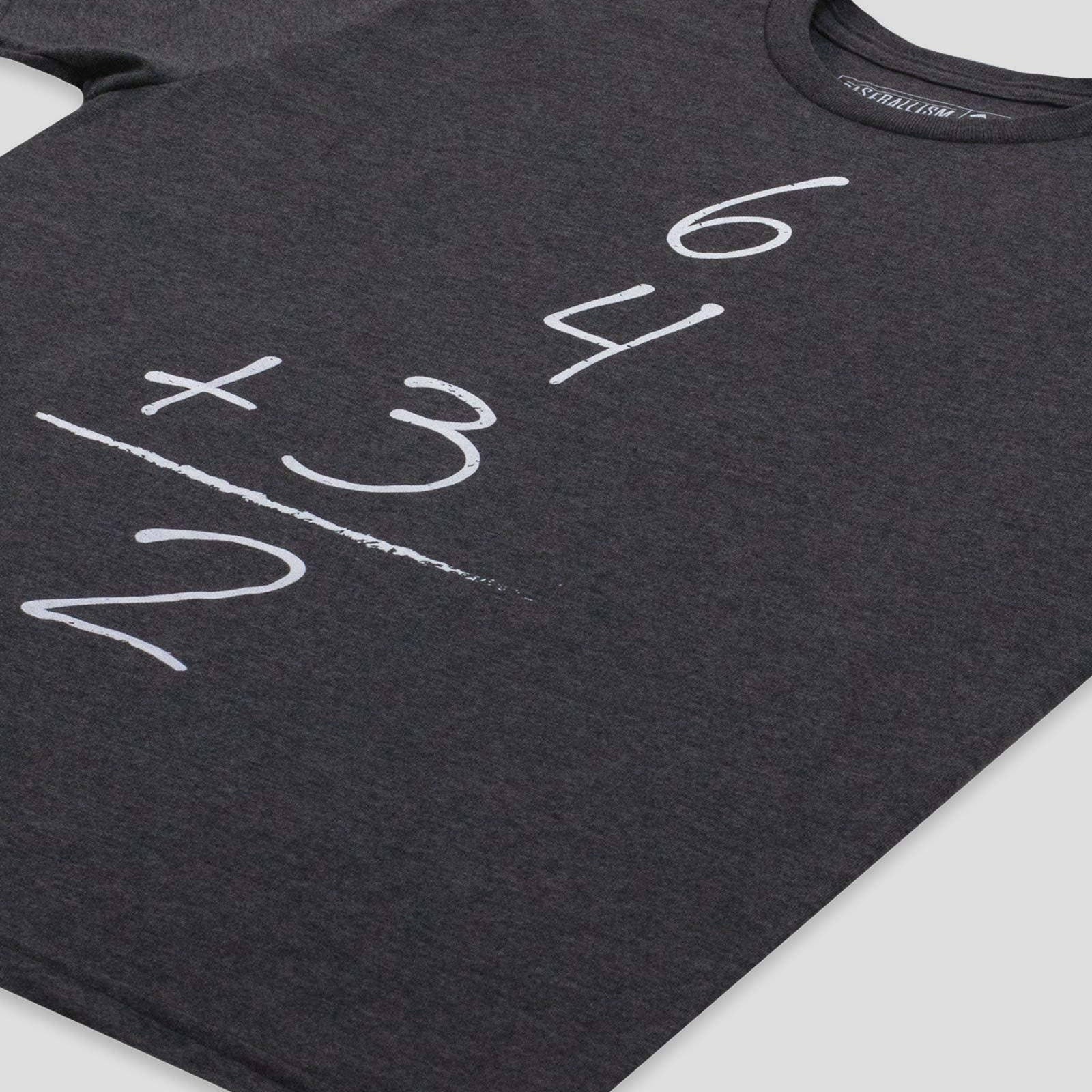 Baseballism Gray t-shirt with a mathematical equation design for a double play. 