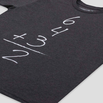 Baseballism Gray t-shirt with a mathematical equation design for a double play. 