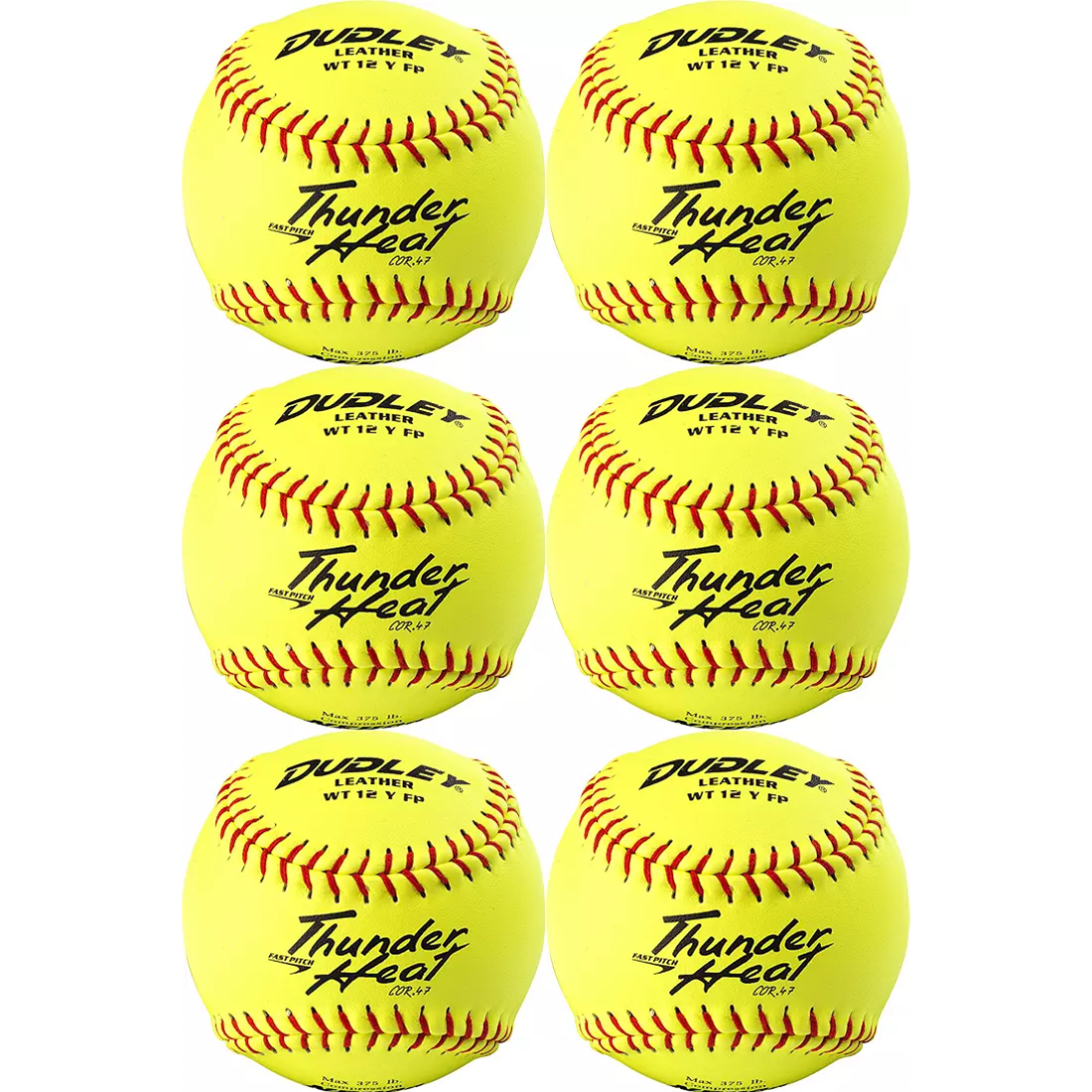 Dudley 12" NFHS Thunder Heat Fastpitch Softballs (1/2 Dozen): 4D147WR