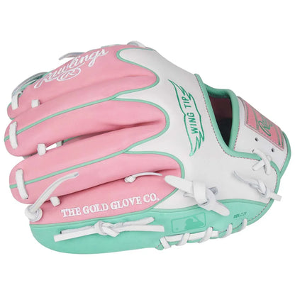 Rawlings Heart of the Hide PROR204W-2PW 11.5" Infield Baseball Glove – Teal/Pink/White, I-Web, R2G quick break-in