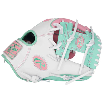 Rawlings Heart of the Hide PROR204W-2PW 11.5" Infield Baseball Glove – Teal/Pink/White, I-Web, R2G quick break-in