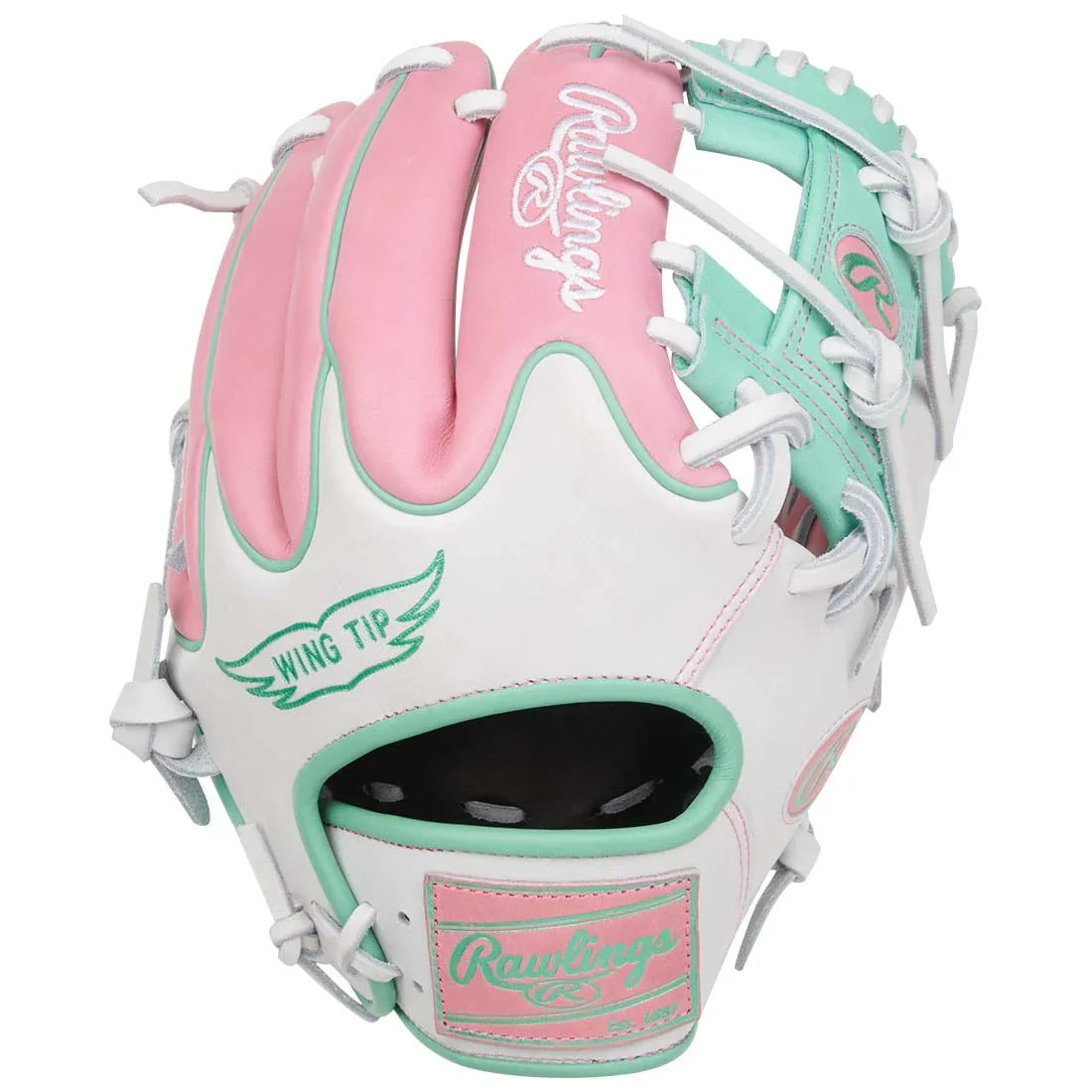 Rawlings Heart of the Hide PROR204W-2PW 11.5" Infield Baseball Glove – Teal/Pink/White, I-Web, R2G quick break-in