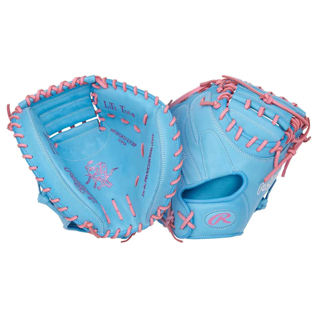 Rawlings Heart of the Hide PRORCM33-23CBP 33" Catcher’s Mitt – Blonde/Blue, 1-piece solid web, CM33 pattern, R2G quick break-in