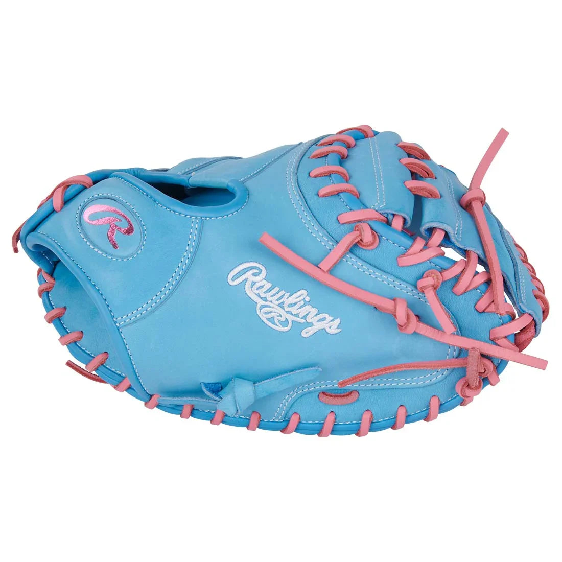 Rawlings Heart of the Hide PRORCM33-23CBP 33" Catcher’s Mitt – Blonde/Blue, 1-piece solid web, CM33 pattern, R2G quick break-in