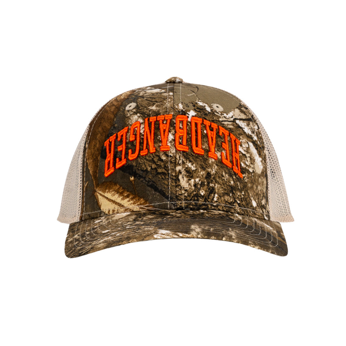 - Headbanger Sports Upside Down Logo Camo Trucker Snapback Hat