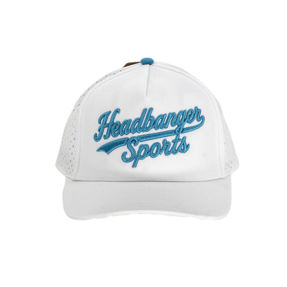- Headbanger Sports Script 5-Panel Snapback Hat with raised 3D embroidery