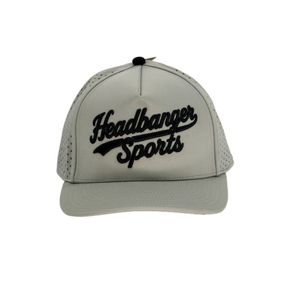 - Headbanger Sports Script 5-Panel Snapback Hat with raised 3D embroidery