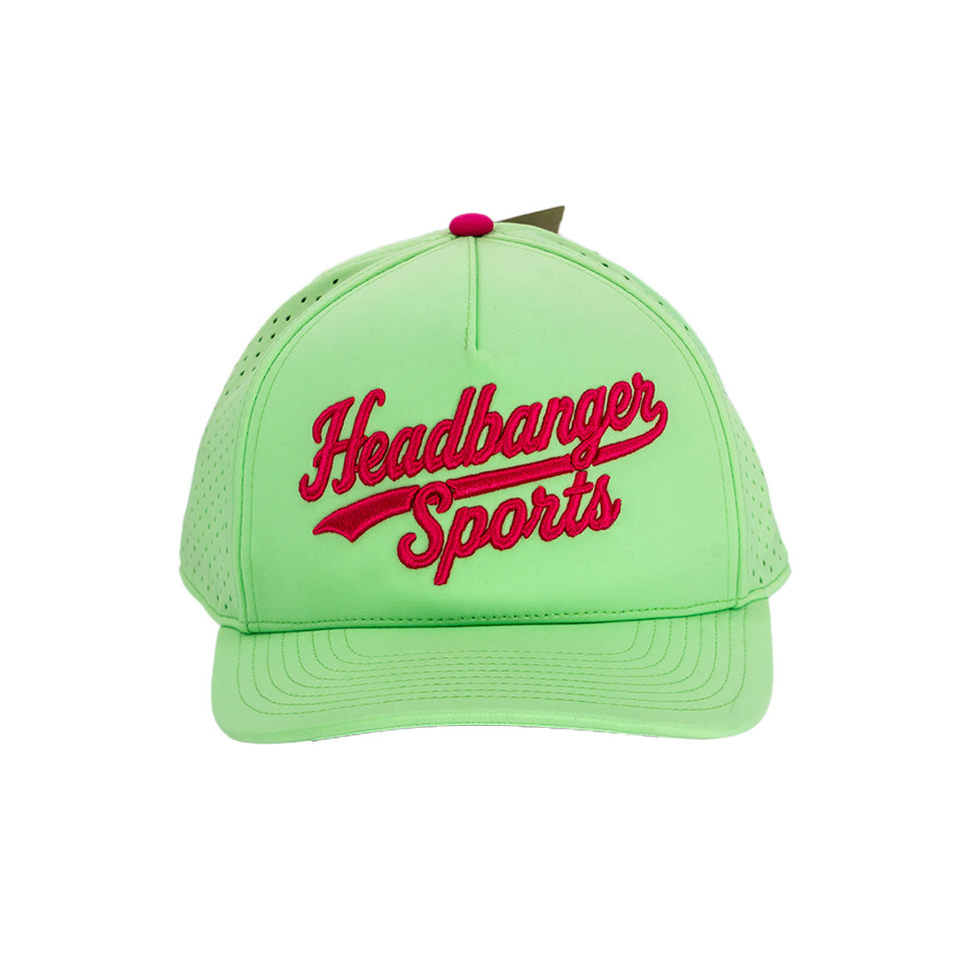 - Headbanger Sports Script 5-Panel Snapback Hat with raised 3D embroidery