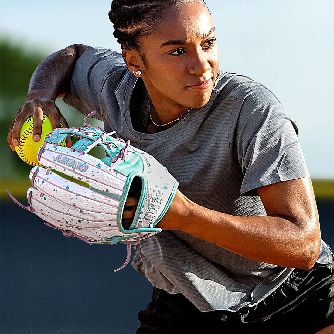 Wilson A2000 FP75SS 11.75" Winter 2025 Fastpitch Infield Glove – White/Seafoam/Lavender, Single Post (3X)