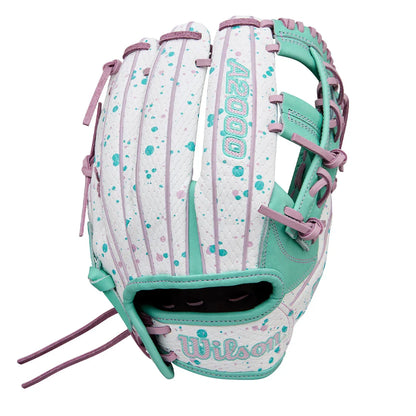 Wilson A2000 FP75SS 11.75" Winter 2025 Fastpitch Infield Glove – White/Seafoam/Lavender, Single Post (3X)