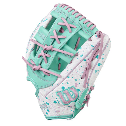 Wilson A2000 FP75SS 11.75" Winter 2025 Fastpitch Infield Glove – White/Seafoam/Lavender, Single Post (3X)