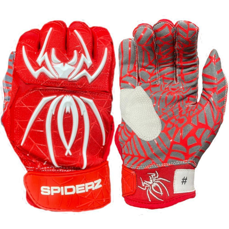 2023 Spiderz HYBRID Batting Gloves Red/White HB Sports Inc.