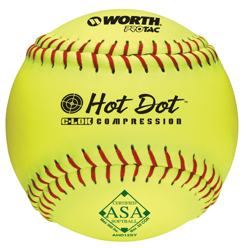 Worth 12" ASA Hot Dot Slowpitch Softballs (Dozen) AHD12SY HB Sports Inc.