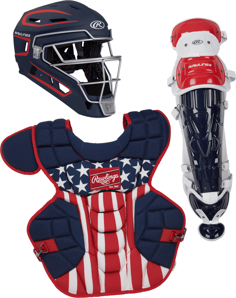 Rawlings Adult VELO 2.0 Catcher's Gear Box Set Red/White/Blue (USA) HB Sports Inc.