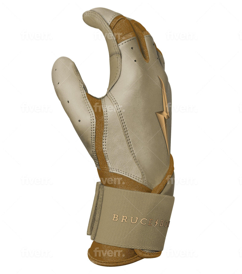 Bruce Bolt PREMIUM PRO Gold Series Batting Gloves Long Cuff HB