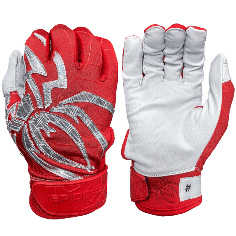 2022 Spiderz PRIZM Baseball & Softball Batting Gloves Red/Silver HB
