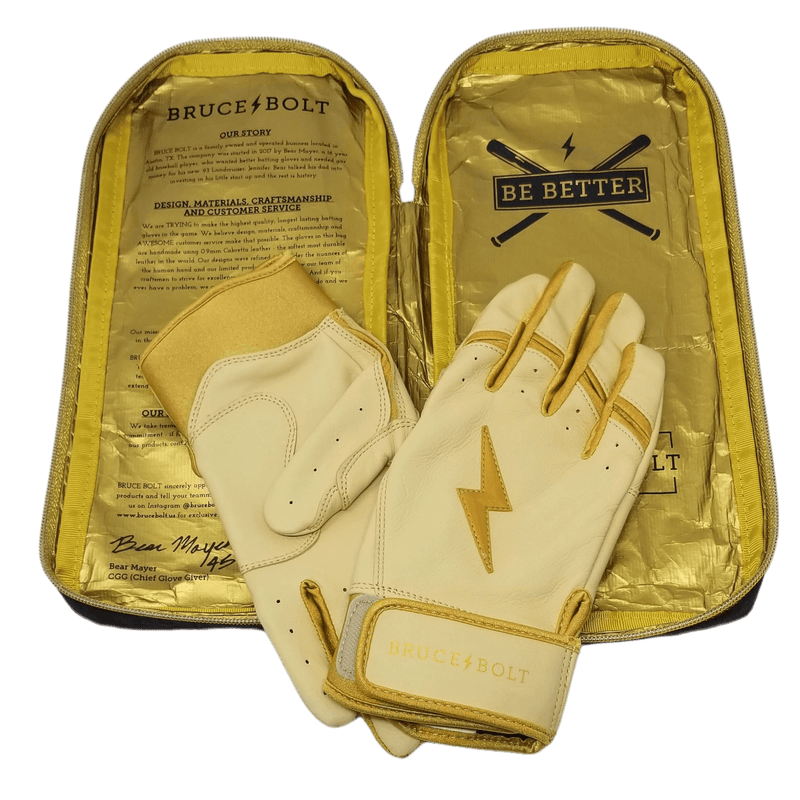 Bruce Bolt PREMIUM PRO Gold Series Batting Gloves Short Cuff HB