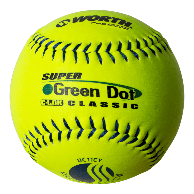 Worth 11" GSL Super Green Dot Classic W Composite Softballs (Dozen