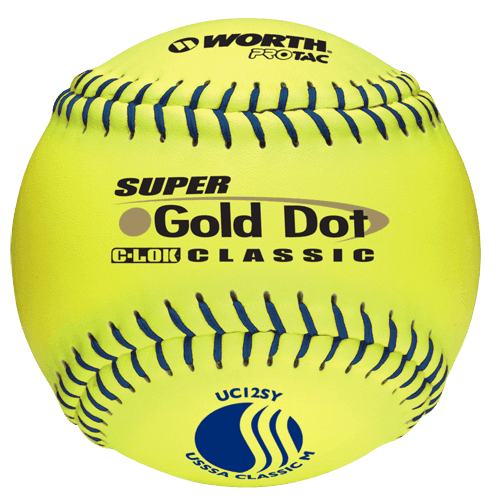 Worth 12" USSSA Super Gold Dot Classic M Softballs (Dozen) UC12SY HB