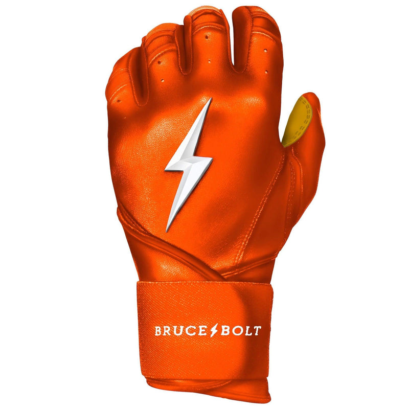 Bruce Bolt PREMIUM PRO Long Cuff Batting Gloves Orange HB Sports HB