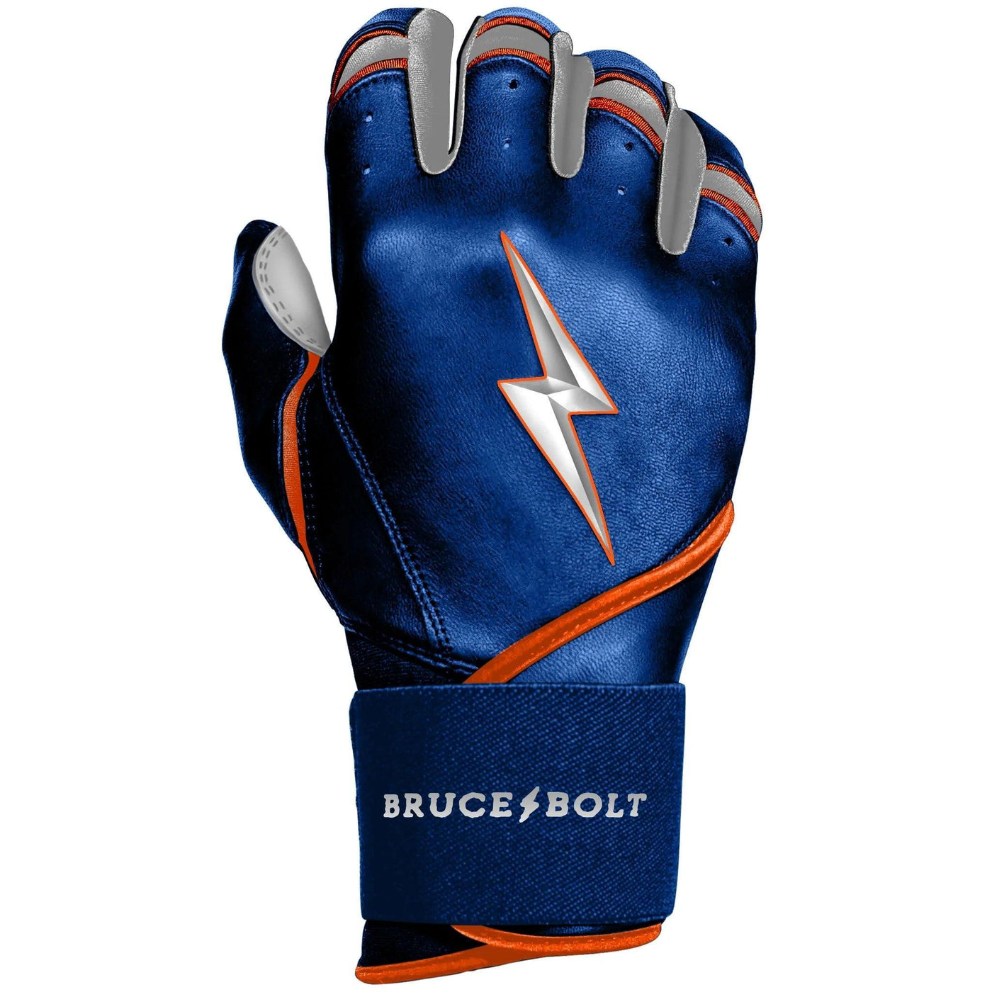 Navy and 2024 orange batting gloves