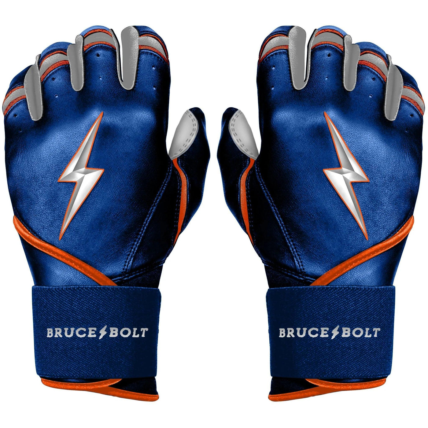 Orange and 2024 navy batting gloves